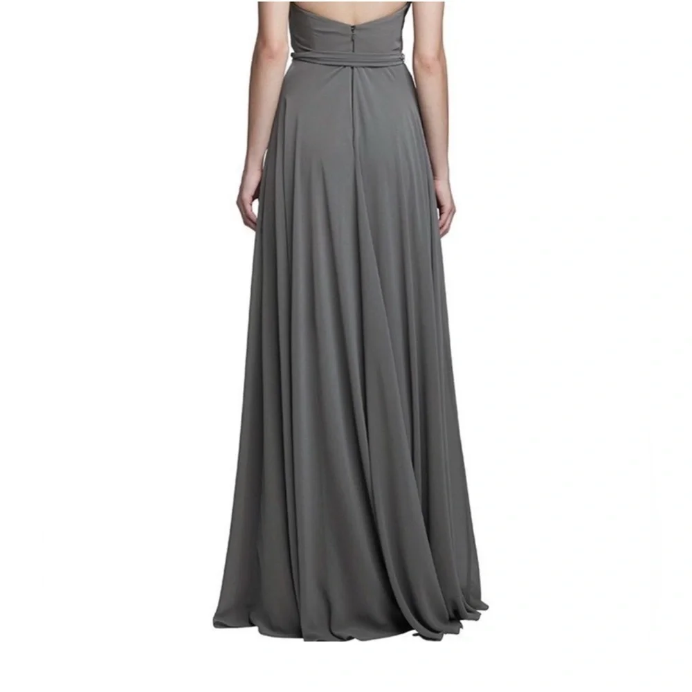 Nouvelle Amsale Daryn Blush Cowl Neck Halter Chiffon Event Dress Wedding Sz 2